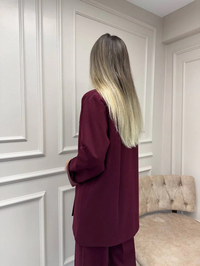 Ceremony 6846 Mürdüm Tek Düğmeli Blazer Çelik Ceket