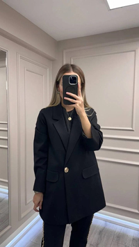 Ceremony 6846 Siyah Tek Düğmeli Blazer Çelik Ceket