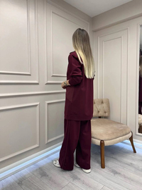 Ceremony 6921 Bordo Önden Fermuarlı Yarım Patlı Ceketli Takım