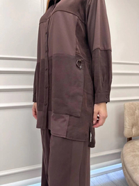 Ceremony 6940 Kahverengi Tuniği Ve Pantolonu Bambu Detaylı Takım
