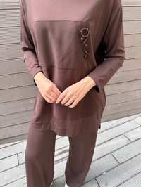 Ceremony 6941 Kahverengi İşleme Detaylı Bambu Takım