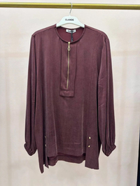 Clande CL25023000 Bordo Önü Fermuarlı Bluz