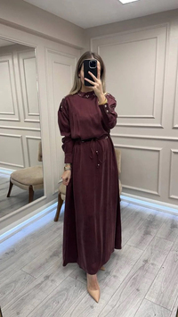 Clande CL25055006 Bordo Yaka Detaylı Elbise