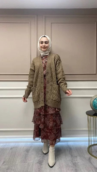 Cloche CL2877 Camel Angora Hırka
