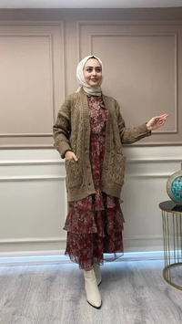 Cloche CL2877 Camel Angora Hırka