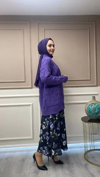 Cloche CL2877 Mor Angora Hırka