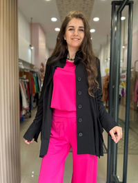 Cloche CL2998 Siyah Düğme Detaylı Hırka