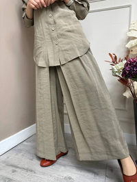 Cloche CL3033 Haki Yeşil Pileli Pantolon
