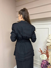 Cloche CL3039 Siyah Keten Ceket
