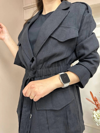 Cloche CL3039 Siyah Keten Ceket