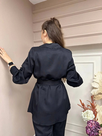 Cloche CL3051 Siyah Kuşaklı Ceket