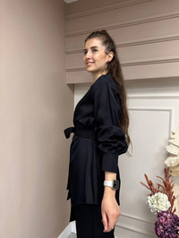 Cloche CL3051 Siyah Kuşaklı Ceket
