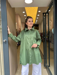 Cloche CL3055 Düğme Detaylı Haki Poplin Gömlek