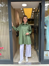Cloche CL3055 Düğme Detaylı Haki Poplin Gömlek