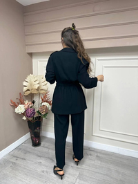 Cloche CL3066 Siyah Cepli Kuşaklı Ceketli Takım