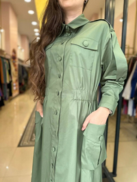 Cloche CL3087 Haki Beli Lastikli Cepli Elbise