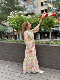 Cloche CL3156 Pembe Çiçekli Elbise