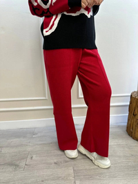 Cloche CL3264 Kırmızı Bol Triko Pantolon