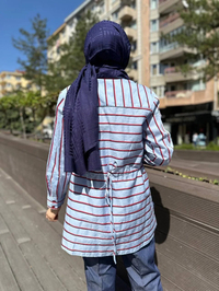 Cloche CL3383 Mavi Dina Bağcıklı Gömlek