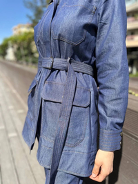 Cloche CL3395 Mavi Linda Kuşaklı Ceket