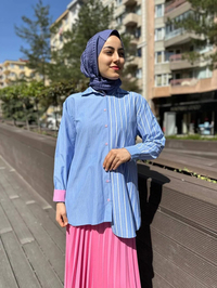 Cloche CL3502 Mavi Dolie Garnili Gömlek
