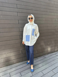 Cloche CL3508 Mavi Linda Kemerli Pantolon