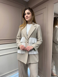 Ghisa 25YGSCKT3080 Bej Çizgili Ceket