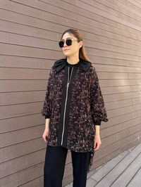 Ghisa 25YGSCKT3126 Kahve Siyah Leopar Desenli Ceket