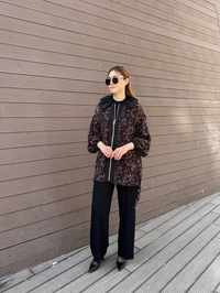 Ghisa 25YGSCKT3126 Kahve Siyah Leopar Desenli Ceket