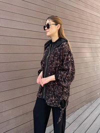 Ghisa 25YGSCKT3126 Kahve Siyah Leopar Desenli Ceket