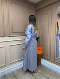 Ghisa 25YGSELB4048 Mavi Yaka Detaylı Elbise