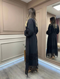 Ghisa 25YGSELB4850 Siyah Güpür Detaylı Elbise