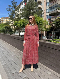 Ghisa 25YGSELB4925 Mercan Yaka Detaylı Elbise