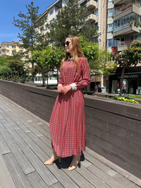 Ghisa 25YGSELB4925 Mercan Yaka Detaylı Elbise