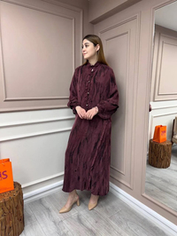 Ghisa 25YGSELB4968 Bordo Desenli Elbise