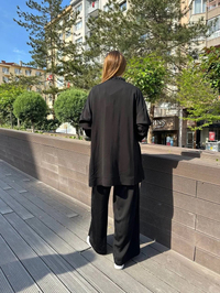 Ghisa 25YGSTKM4891 Siyah Yaka Detaylı Takım
