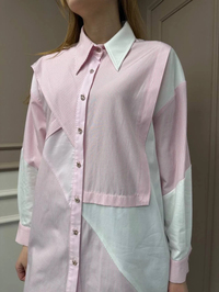 Ghisa 25YGSTNK4513 Pembe Bloklu Çizgili Tunik