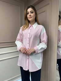 Ghisa 25YGSTNK4513 Pembe Bloklu Çizgili Tunik