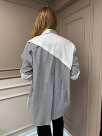 Ghisa 25YGSTNK4513 Siyah Bloklu Çizgili Tunik
