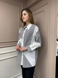 Ghisa 25YGSTNK4513 Siyah Bloklu Çizgili Tunik