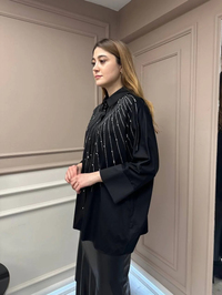 Ghisa 25YGSTNK4848 Siyah Taşlı Tunik