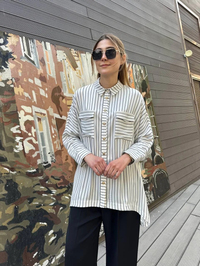 Ghisa 25YGSTNK4871 Ekru Çizgili Tunik