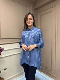 Ghisa 25YGSTNK4871 Mavi Çizgili Tunik