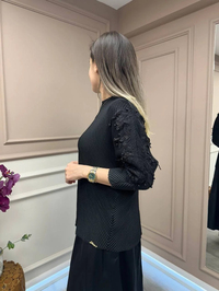 Ghisa 25YGSTNK4899 Siyah Kol Detaylı Tunik