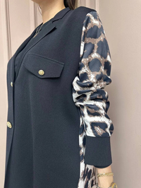 Ghisa 25YÖRCKT3137 Bej Arkası Leopar Desenli Ceket