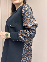 Ghisa 25YÖRCKT3137 Kahve Arkası Leopar Desenli Ceket
