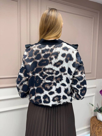 Ghisa 25YÖRHRK3096 Bej Leopar Desenli Kısa Hırka