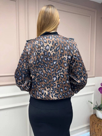 Ghisa 25YÖRHRK3096 Kahve Leopar Desenli Kısa Hırka