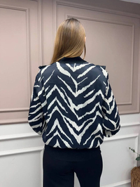Ghisa 25YÖRHRK3096 Siyah Zebra Desenli Kısa Hırka