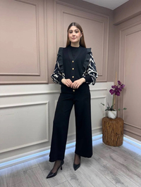 Ghisa 25YÖRHRK3096 Siyah Zebra Desenli Kısa Hırka